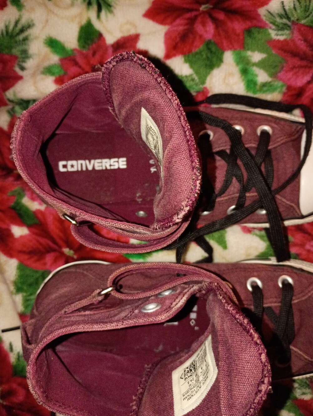 Converse Women's Burgundy Canvas High-Top Sneakers with Black Laces